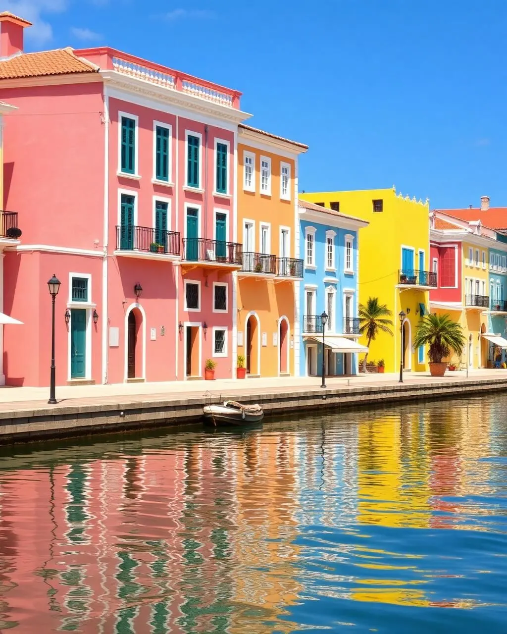 Colorful Handelskade waterfront in Curaçao