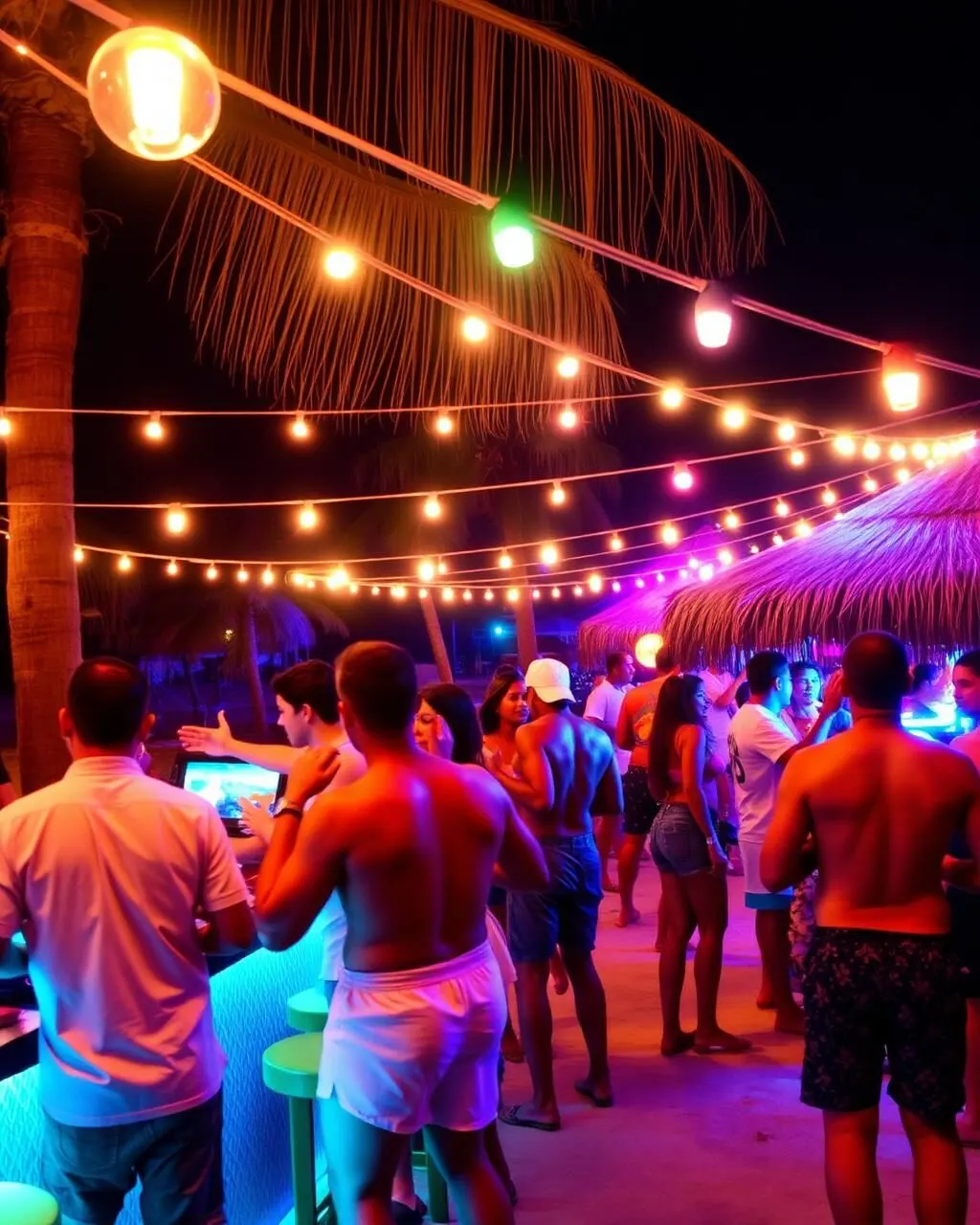 Students out at night at a Curaçao beach club