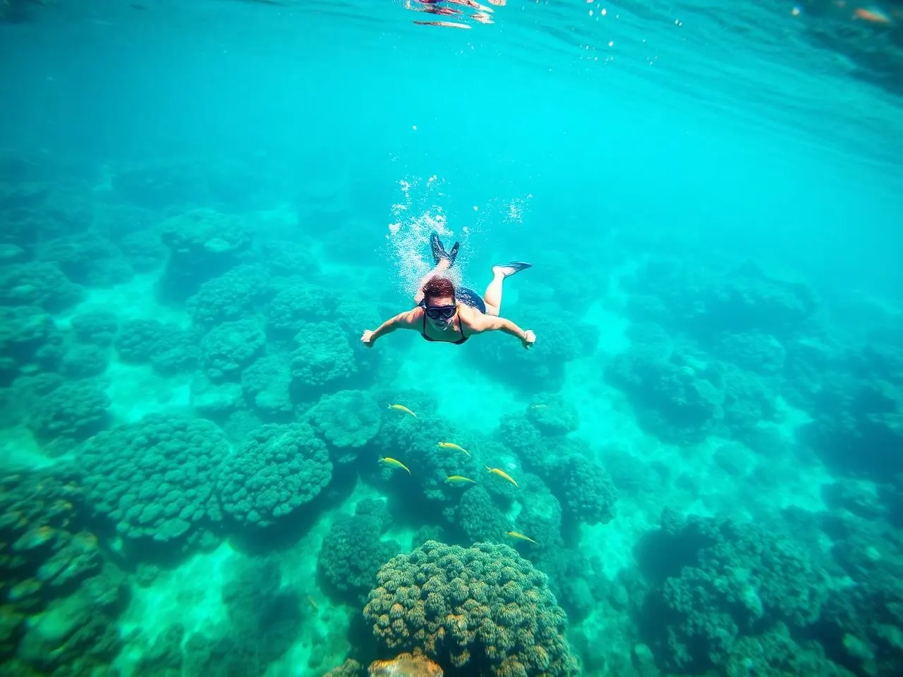 Students at a turquoise Curaçao beach in the afternoon